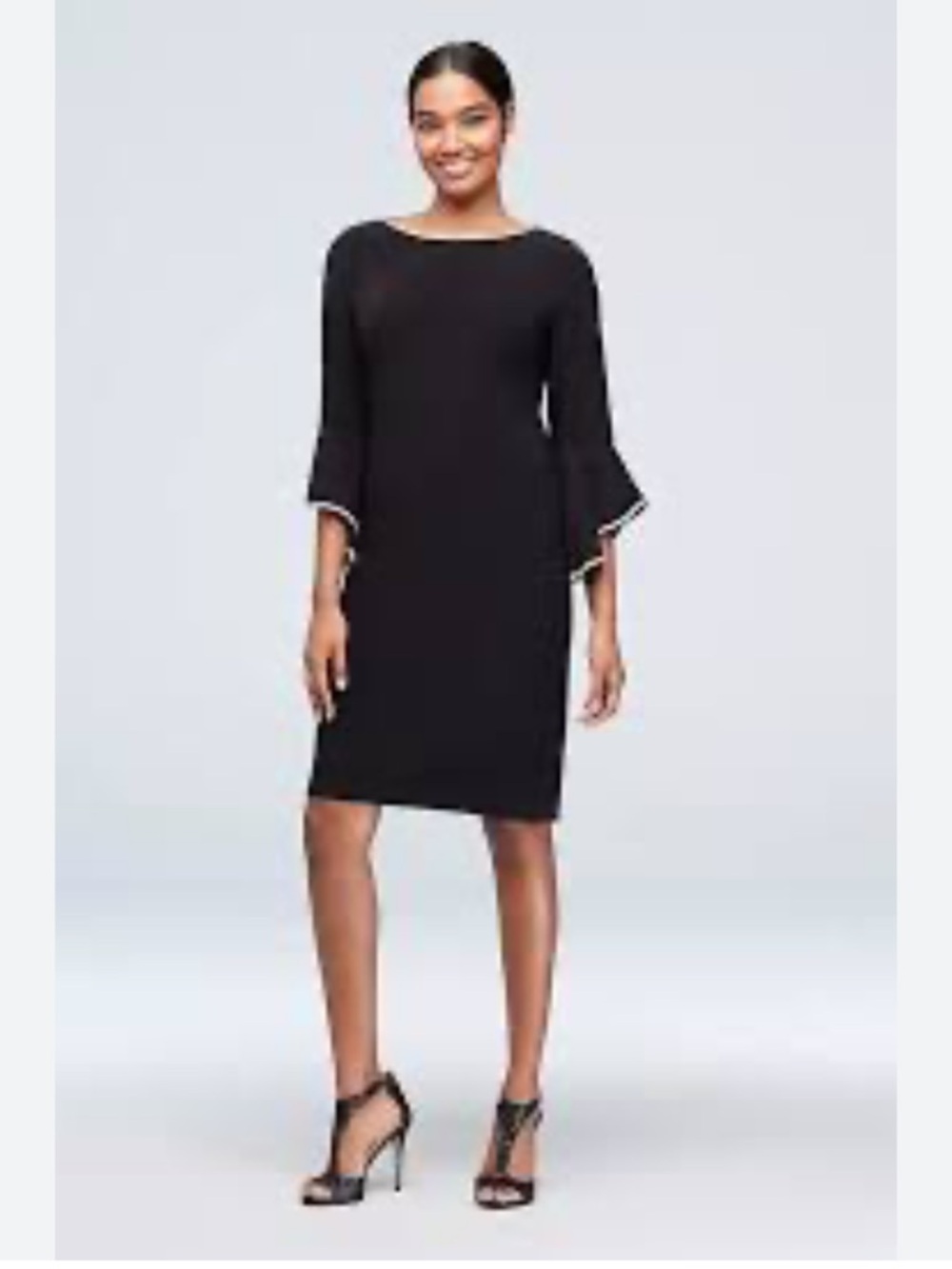 Annalee + Hope Black with White -Trim Bell Sleeve Midi Dress